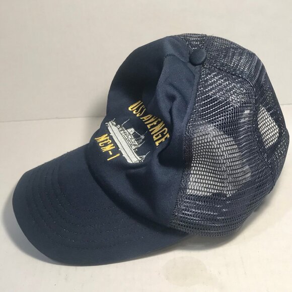 Vintage USS Avenger MCM-1 Navy Ship Snapback Hat Cap Mens Blue Large Made inUSA - Picture 6 of 14